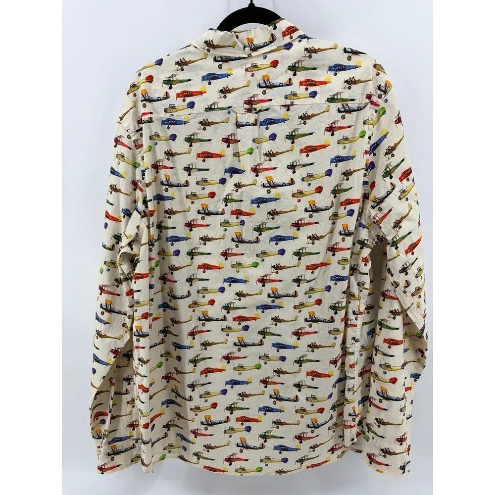 Logg, (H&M) Button-Down Long-Sleeve Collared, Propeller Plane, Men's Size XL